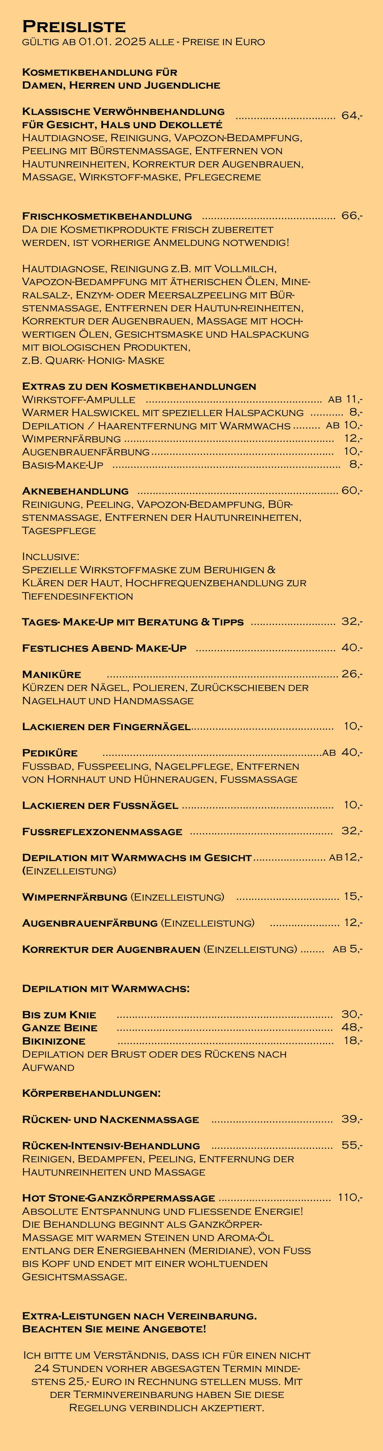 Preisliste 2023